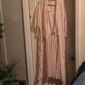 Two pieces pink shear sexy gown with matching robe.floor length.